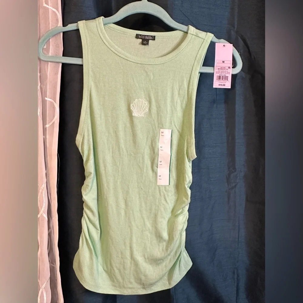 Wild Fable Mint Green Sleeveless Top with Shell Embroidery - Picture 2 of 6